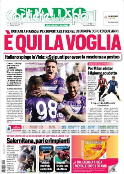 Quotidiani: le prime pagine di Qs, Gazzetta, CorSport, Stadio e Tuttosport
