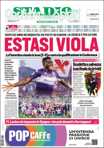 Quotidiani: le prime pagine di Qs, Gazzetta, CorSport, Stadio e Tuttosport