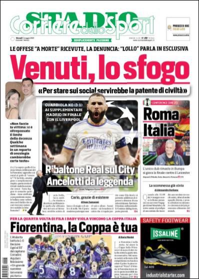 Quotidiani: le prime pagine di Qs, Gazzetta, CorSport, Stadio e Tuttosport