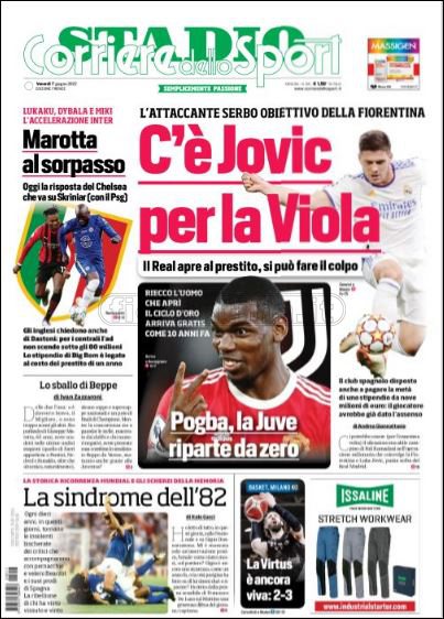 Quotidiani: le prime pagine di Qs, Gazzetta, CorSport, Stadio e Tuttosport