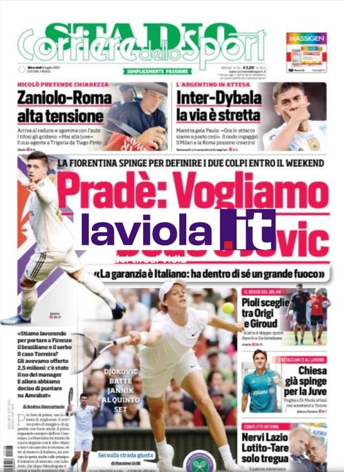 Quotidiani: la prima pagina di Qs, Stadio, Gazzetta, Corriere dello Sport, Tuttosport
