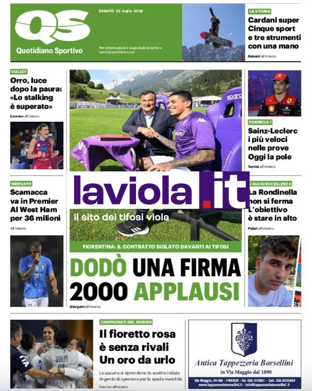 Quotidiani: le prime pagine di Qs, Gazzetta, CorSport, Stadio e Tuttosport