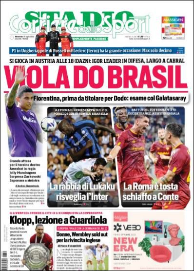 Quotidiani: le prime pagine di Qs, Gazzetta, CorSport, Stadio e Tuttosport