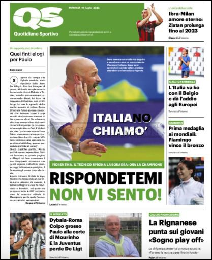 Quotidiani: le prime pagine di Qs, Gazzetta, CorSport, Stadio e Tuttosport
