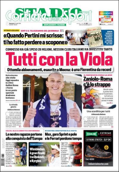Quotidiani: le prime pagine di Qs, Gazzetta, CorSport, Stadio e Tuttosport