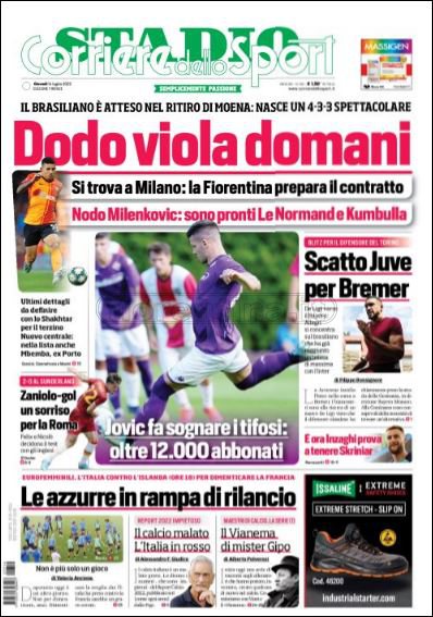 Quotidiani: le prime pagine di Qs, Gazzetta, CorSport, Stadio e Tuttosport