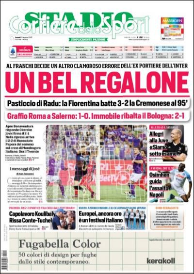 Quotidiani: le prime pagine di Qs, Gazzetta, CorSport, Stadio e Tuttosport