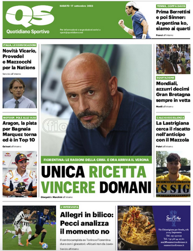Quotidiani: la prima pagina di Qs, Stadio, Gazzetta, Corriere dello Sport, Tuttosport