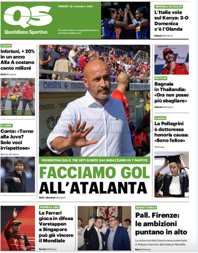 Quotidiani: la prima pagina di Qs, Stadio, Gazzetta, Corriere dello Sport, Tuttosport