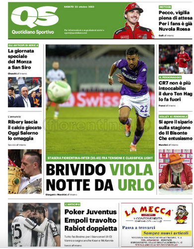 Quotidiani: la prima pagina di Qs, Stadio, Gazzetta, Corriere dello Sport, Tuttosport