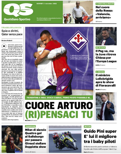Quotidiani: la prima pagina di Qs, Stadio, Gazzetta, Corriere dello Sport, Tuttosport
