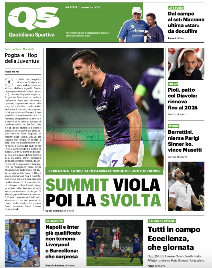 Quotidiani: la prima pagina di Qs, Stadio, Gazzetta, Corriere dello Sport, Tuttosport