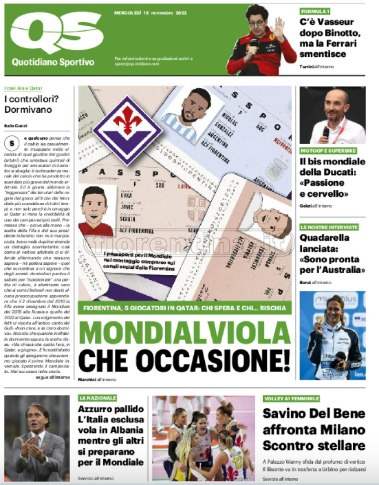 Quotidiani: le prime pagine di Qs, Gazzetta, CorSport, Stadio e Tuttosport