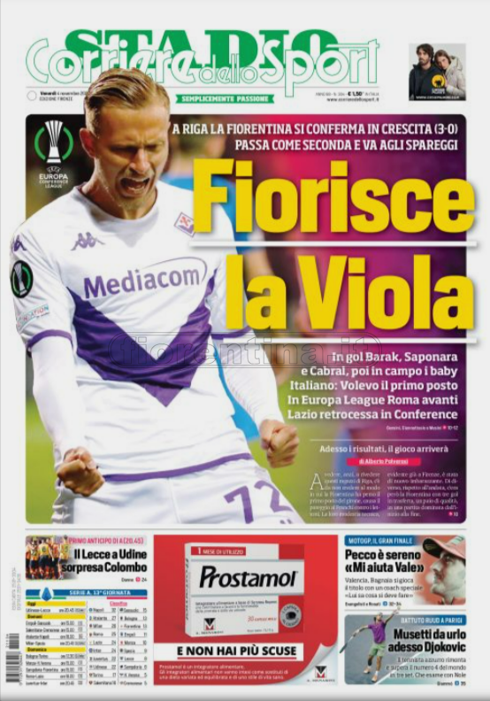 Quotidiani: le prime pagine di Qs, Stadio, Gazzetta, Corriere dello Sport, Tuttosport