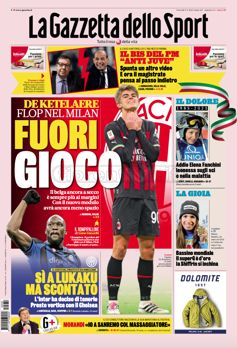 Quotidiani: la prima pagina di Qs, Stadio, Gazzetta, Corriere dello Sport, Tuttosport