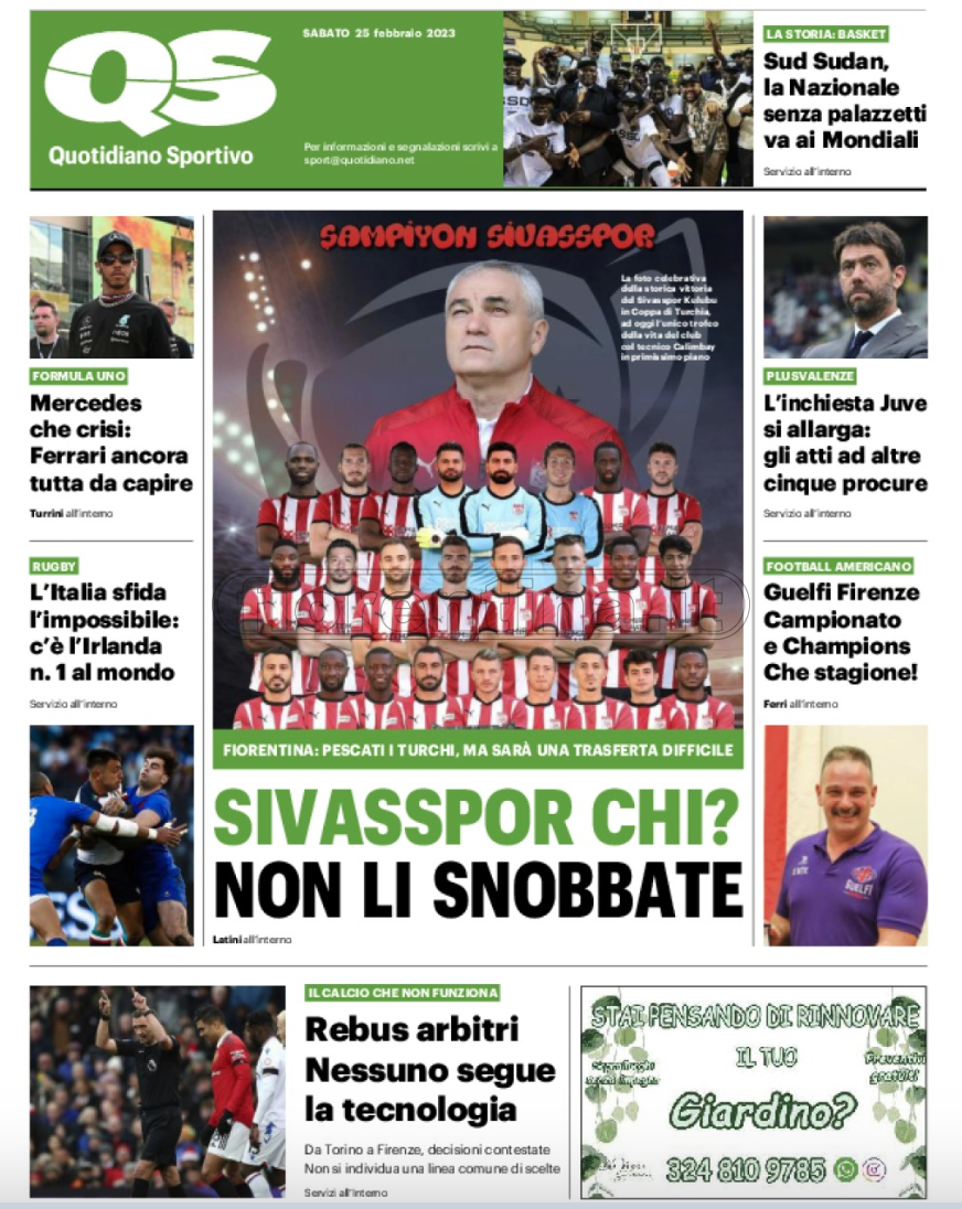 Quotidiani: la prima pagina di Qs, Stadio, Gazzetta, Corriere dello Sport, Tuttosport