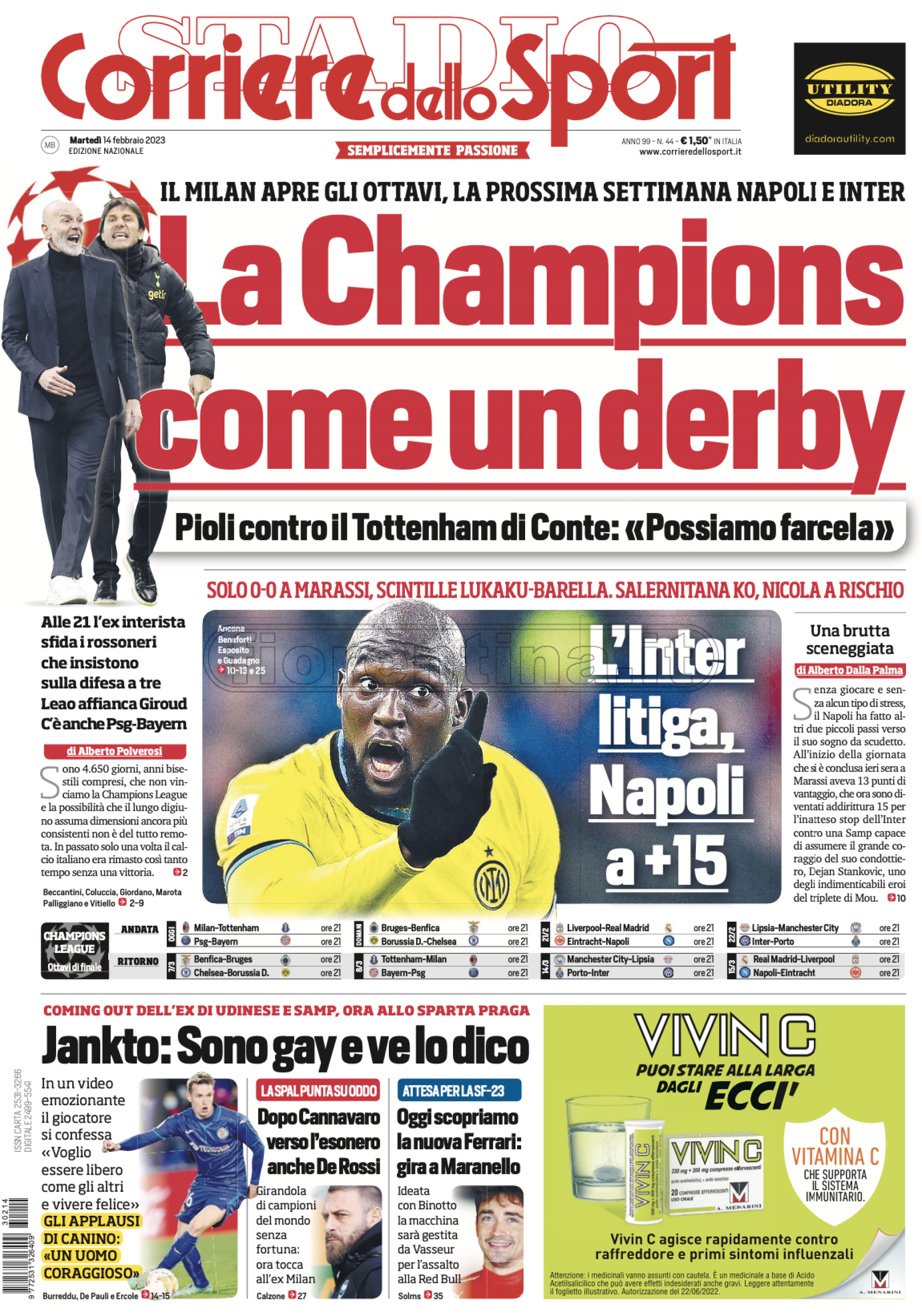Quotidiani: la prima pagina di Qs, Stadio, Gazzetta, Corriere dello Sport, Tuttosport
