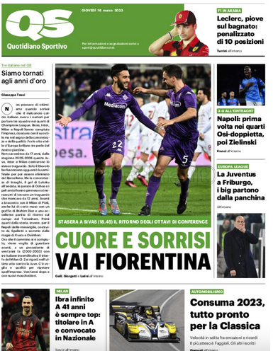 Quotidiani: la prima pagina di Qs, Stadio, Gazzetta, Corriere dello Sport, Tuttosport