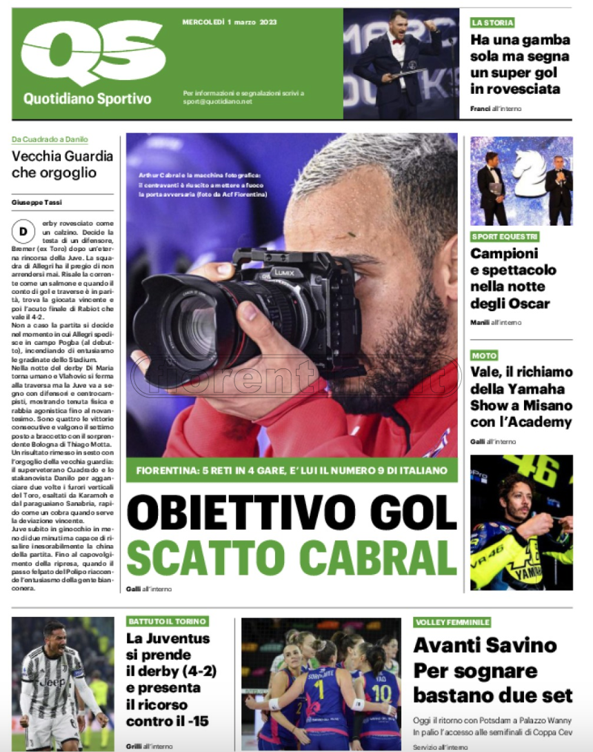 Quotidiani: la prima pagina di Qs, Stadio, Gazzetta, Corriere dello Sport, Tuttosport