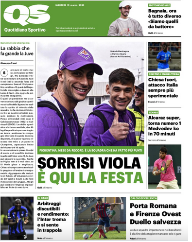 Quotidiani: la prima pagina di Qs, Stadio, Gazzetta, Corriere dello Sport, Tuttosport
