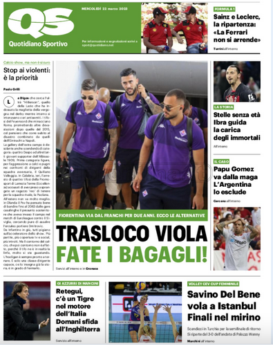 Quotidiani: la prima pagina di Qs, Stadio, Gazzetta, Corriere dello Sport, Tuttosport