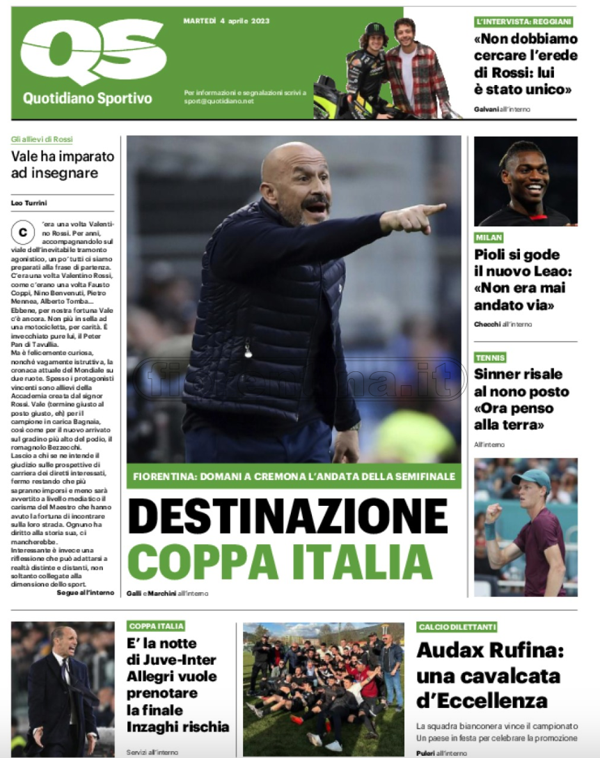 Quotidiani: la prima pagina di Qs, Stadio, Gazzetta, Corriere dello Sport, Tuttosport