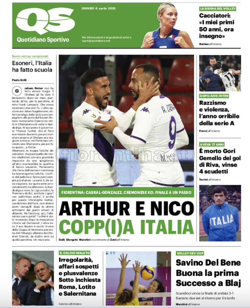 Quotidiani: la prima pagina di Qs, Stadio, Gazzetta, Corriere dello Sport, Tuttosport