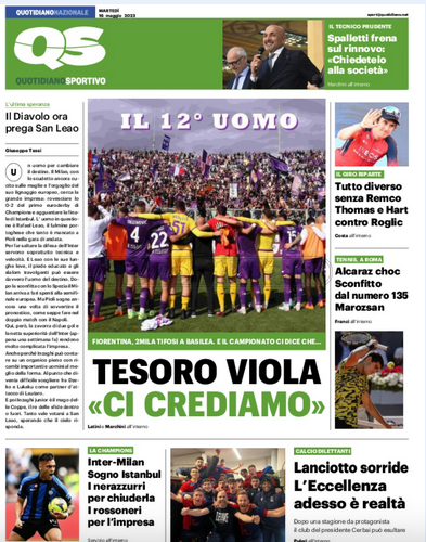 Quotidiani: la prima pagina di Qs, Stadio, Gazzetta, Corriere dello Sport, Tuttosport