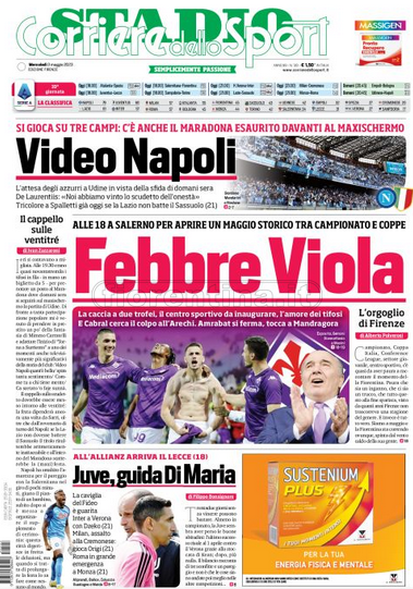 Quotidiani: la prima pagina di Qs, Stadio, Gazzetta, Corriere dello Sport, Tuttosport