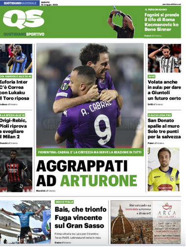 Quotidiani: la prima pagina di Qs, Stadio, Gazzetta, Corriere dello Sport, Tuttosport