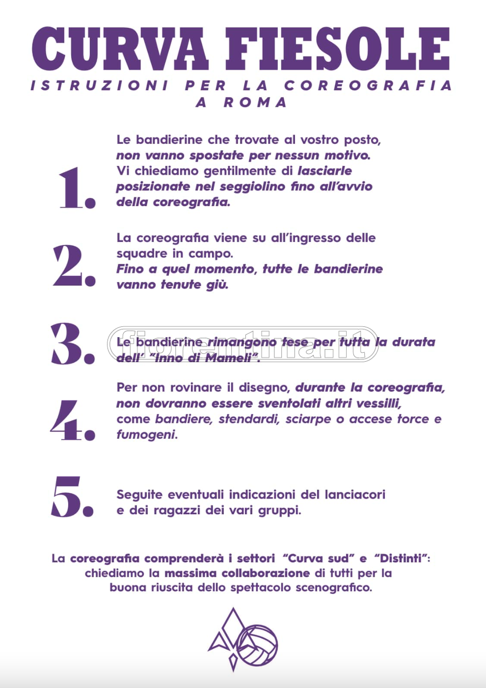 Coreografia, la Fiesole annuncia un grande spettacolo in Curva Sud e Distinti. Le istruzioni