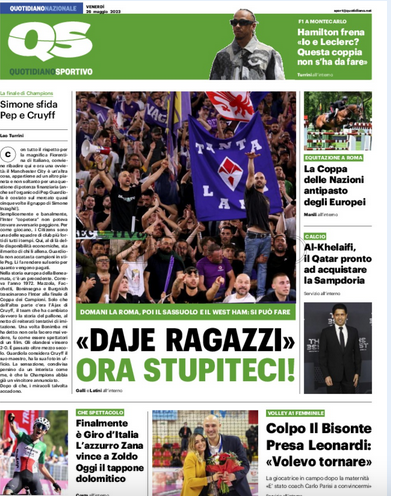 Quotidiani: la prima pagina di Qs, Stadio, Gazzetta, Corriere dello Sport, Tuttosport