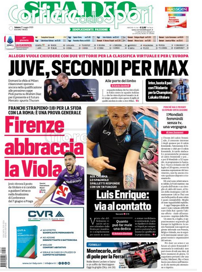 Quotidiani: la prima pagina di Qs, Stadio, Gazzetta, Corriere dello Sport, Tuttosport