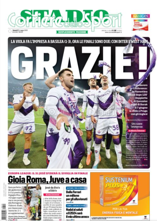 Quotidiani: le prime pagine di Qs, Stadio, Gazzetta, Corriere dello Sport, Tuttosport