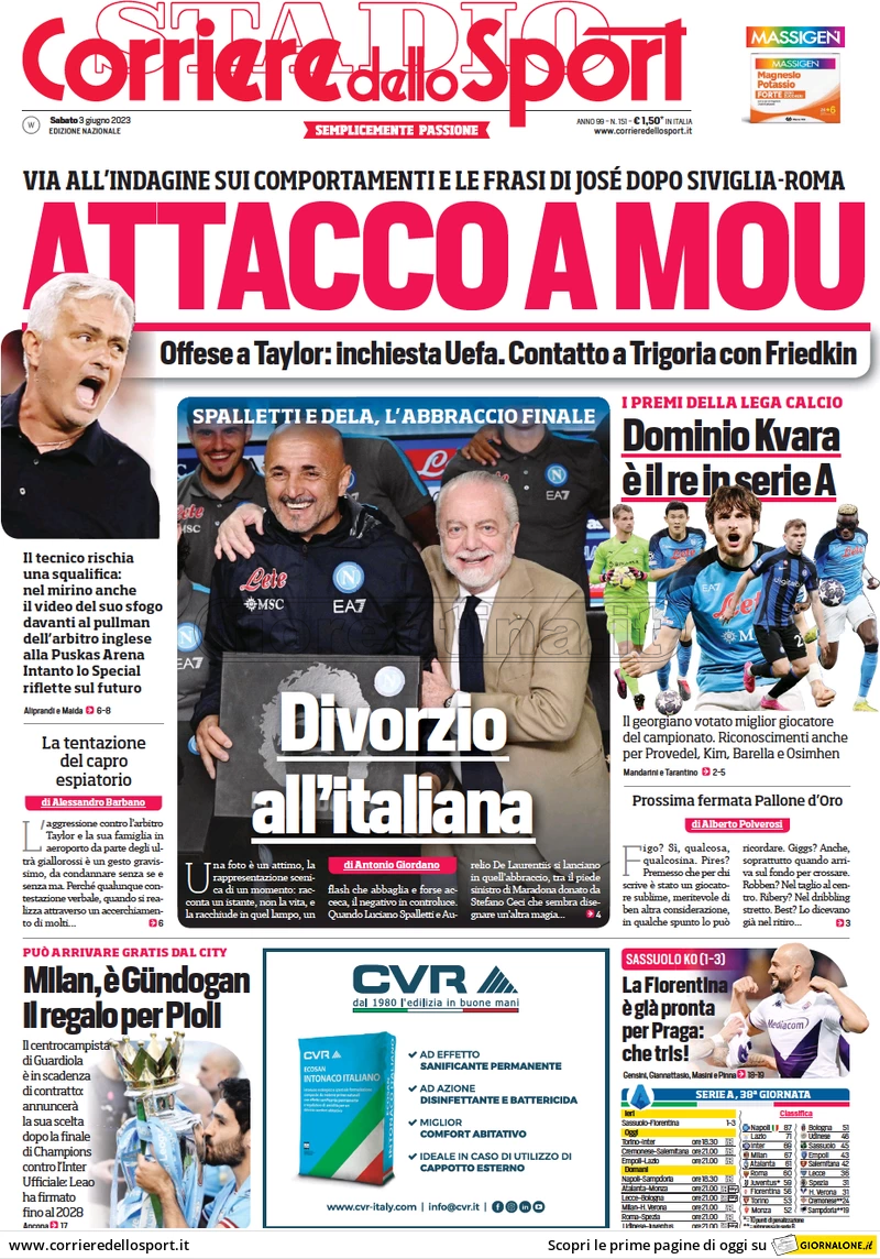 Quotidiani: le prime pagine di Qs, Gazzetta, CorSport, Stadio e Tuttosport