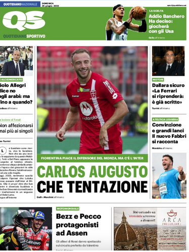 Quotidiani: la prima pagina di Qs, Stadio, Gazzetta, Corriere dello Sport, Tuttosport
