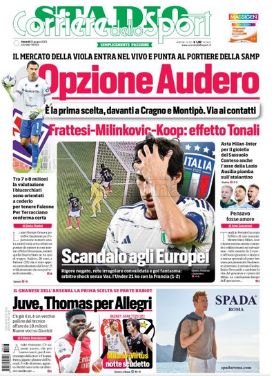 Quotidiani: la prima pagina di Qs, Stadio, Gazzetta, Corriere dello Sport, Tuttosport
