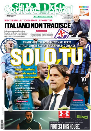Quotidiani: la prima pagina di Qs, Stadio, Gazzetta, Corriere dello Sport, Tuttosport