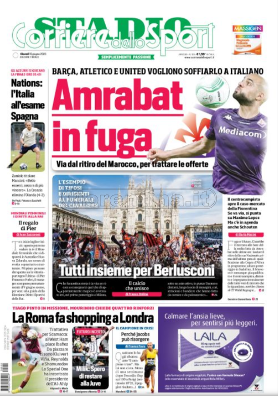 Quotidiani: le prime pagine di Qs, Gazzetta, CorSport, Stadio e Tuttosport