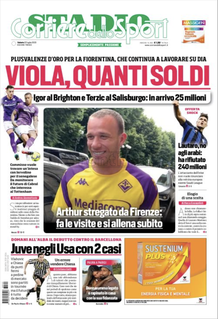 Quotidiani: le prime pagine di Qs, Stadio, Gazzetta, Corriere dello Sport, Tuttosport