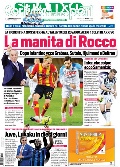 Quotidiani: la prima pagina di Qs, Stadio, Gazzetta, Corriere dello Sport, Tuttosport