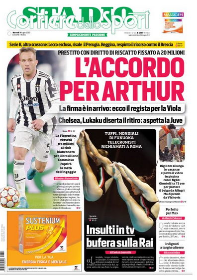 Quotidiani: la prima pagina di Qs, Stadio, Gazzetta, Corriere dello Sport, Tuttosport