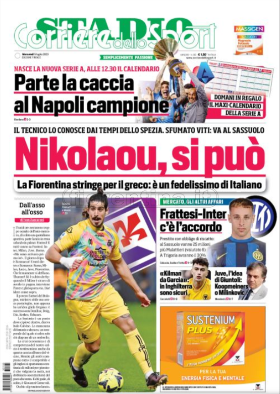 Quotidiani: le prime pagine di Qs, Gazzetta, CorSport, Stadio e Tuttosport