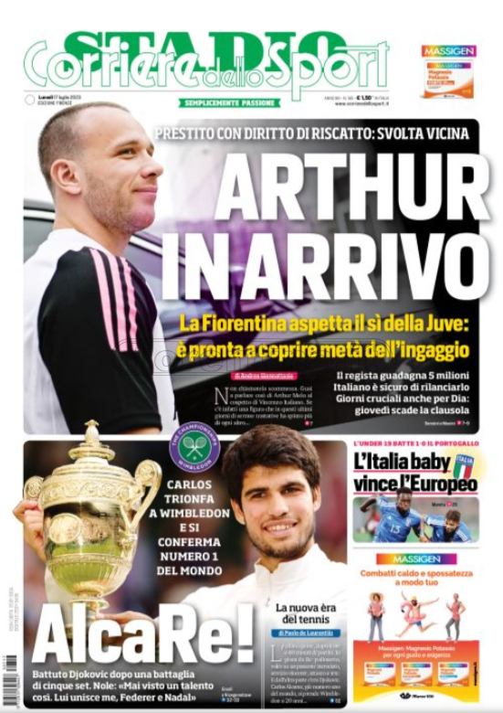 Quotidiani: le prime pagine di Qs, Stadio, Gazzetta, Corriere dello Sport, Tuttosport