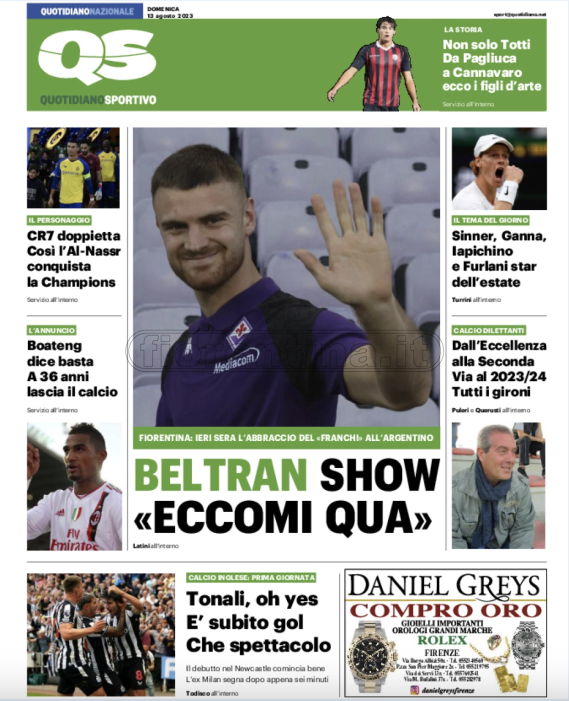 Quotidiani: le prime pagine di QS, Gazzetta, CorSport, Stadio e Tuttosport