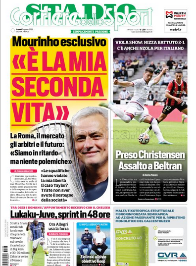 Quotidiani: la prima pagina di Qs, Stadio, Gazzetta, Corriere dello Sport, Tuttosport