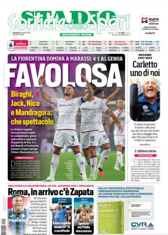Quotidiani: le prime pagine di QS, Gazzetta, CorSport, Stadio e Tuttosport