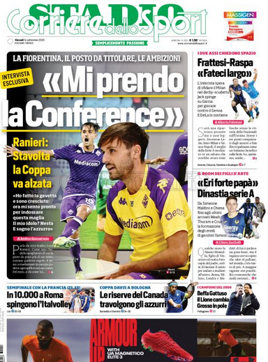 Quotidiani: la prima pagina di Qs, Stadio, Gazzetta, Corriere dello Sport, Tuttosport