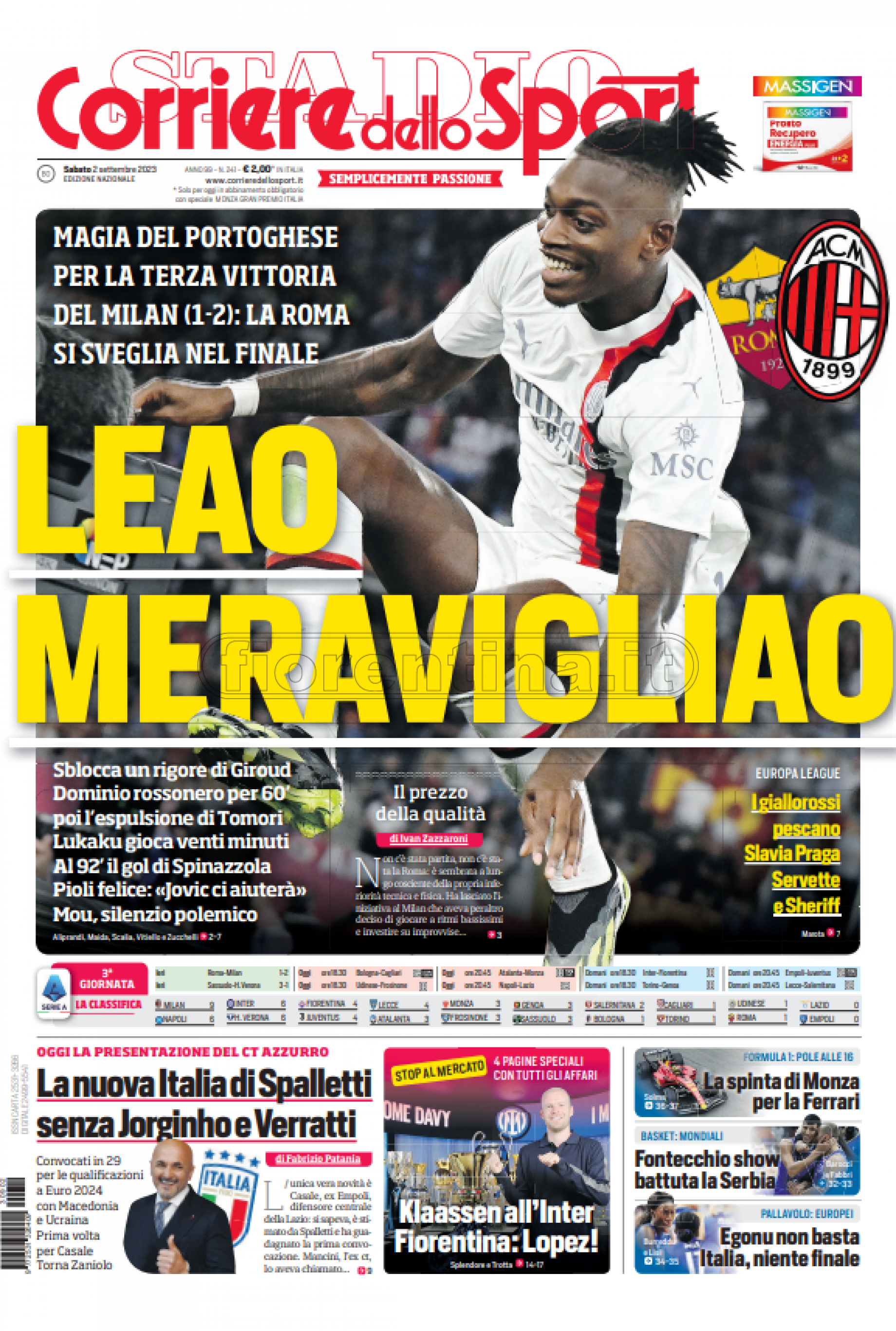 Quotidiani: la prima pagina di Qs, Stadio, Gazzetta, Corriere dello Sport, Tuttosport