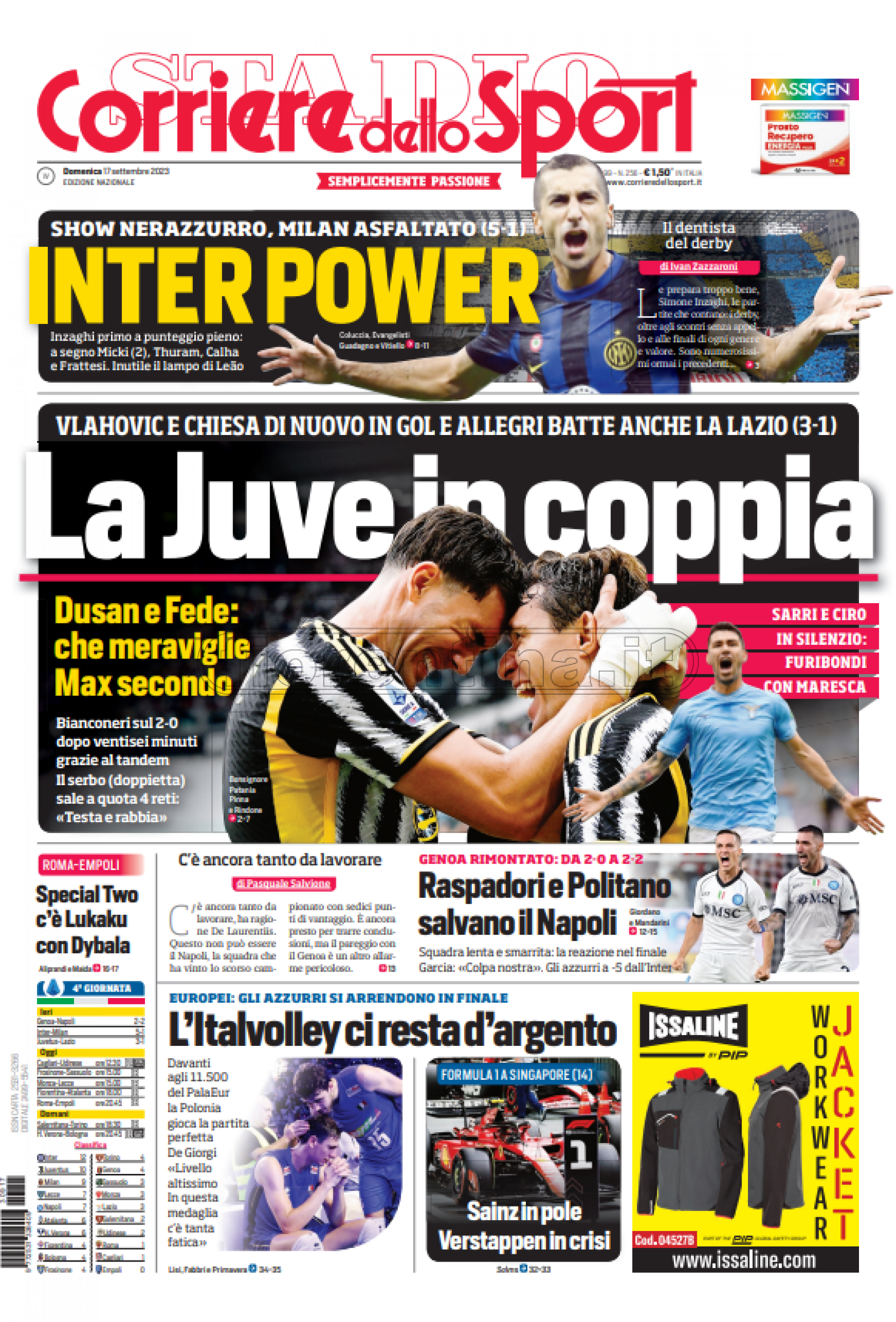 Quotidiani: la prima pagina di Qs, Stadio, Gazzetta, Corriere dello Sport, Tuttosport